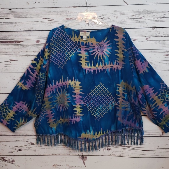Vintage Tops - Vintage Globetrotter 2 Tie Dye Tunic Top 2X